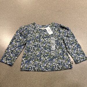 GAP Blue and Green Floral Long Sleeve Tee